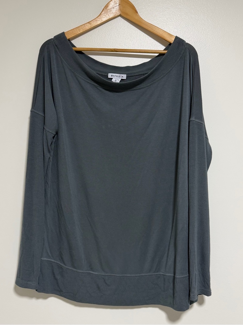 Athleta Long Sleeve Boatneck Top — Charcoal